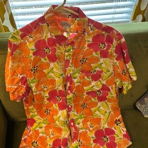 J. Crew shirt sleeve linen shirt size large